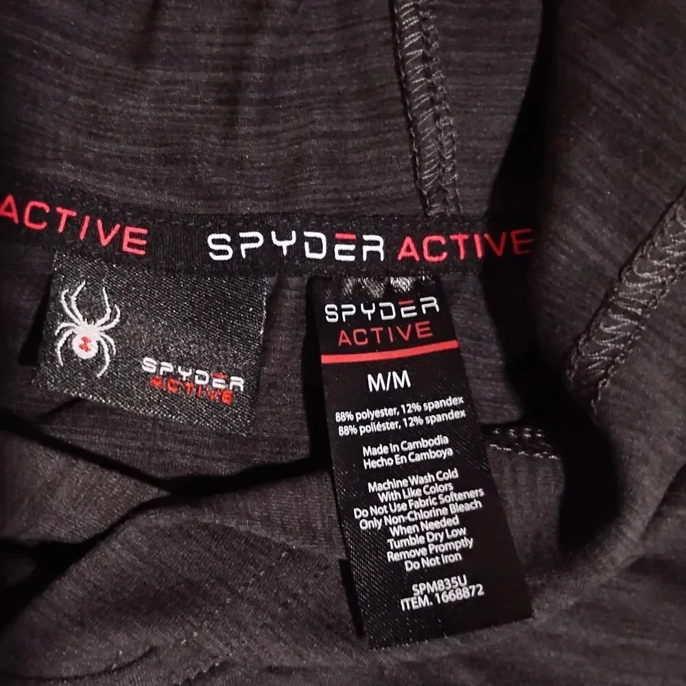 NEW Spyder Hoodie Shirt Mens Size Medium Gray ProWeb Stretch Performance Active
